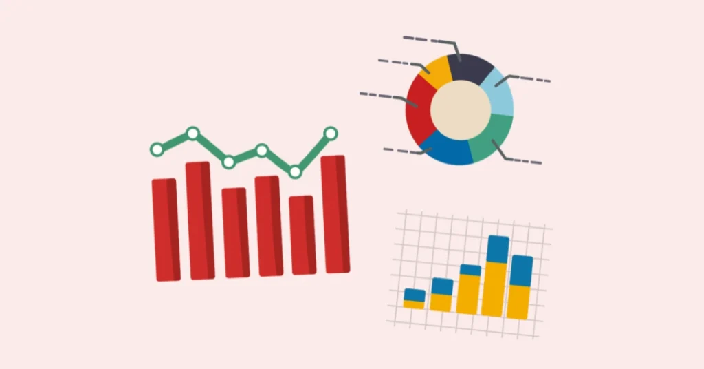 Infographic featuring bar graphs, a donut chart, and a line chart, highlighting month-by-month credit trends for trended data insights.