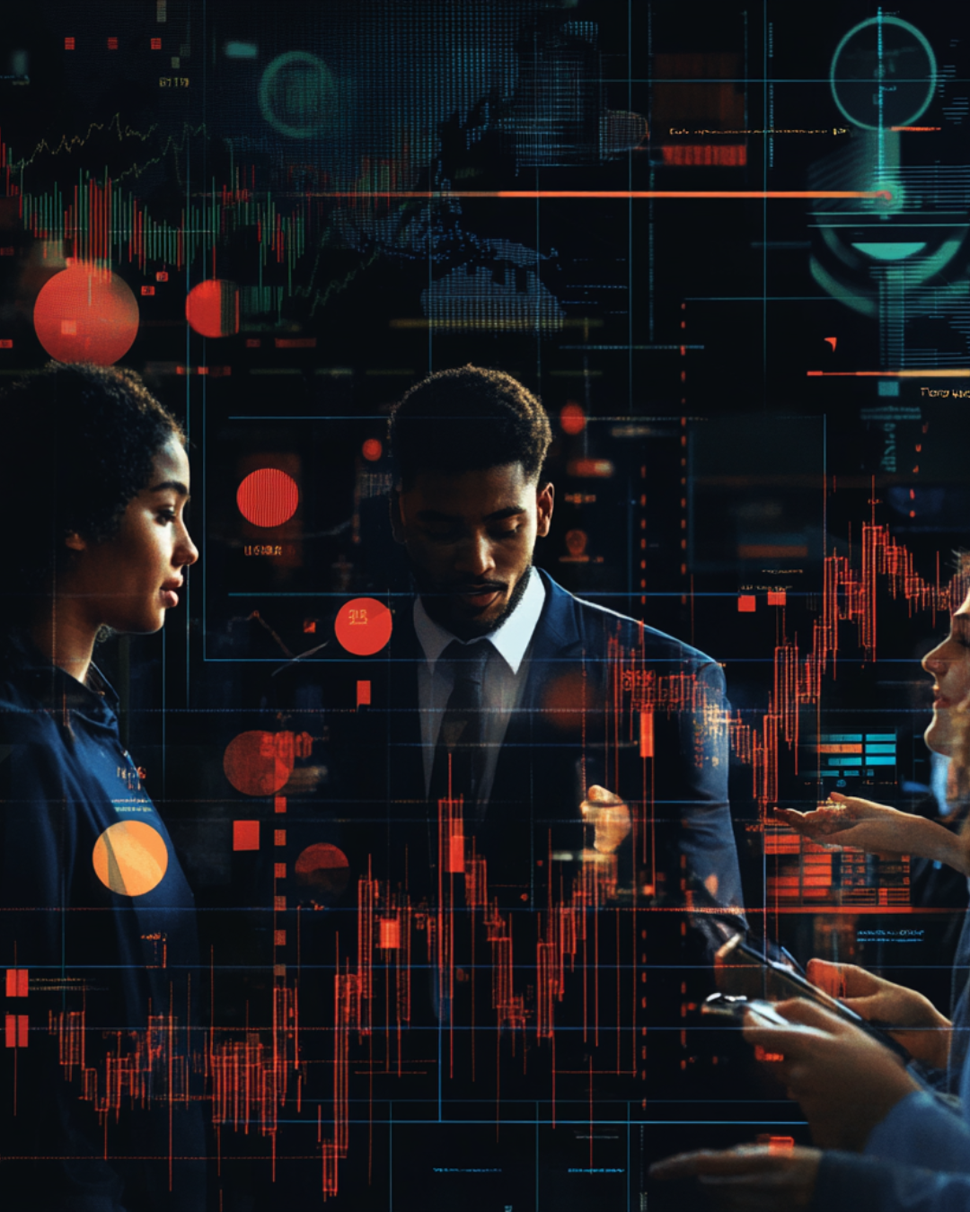 Diverse group of professionals analyzing Trump Tariffs global effects.